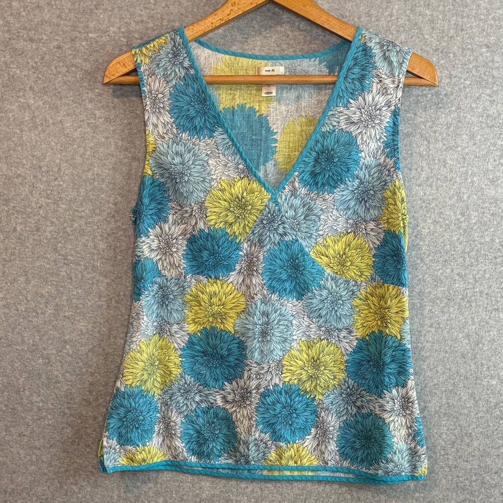 Old Navy Blue/Yellow Floral Tank Top size Medium